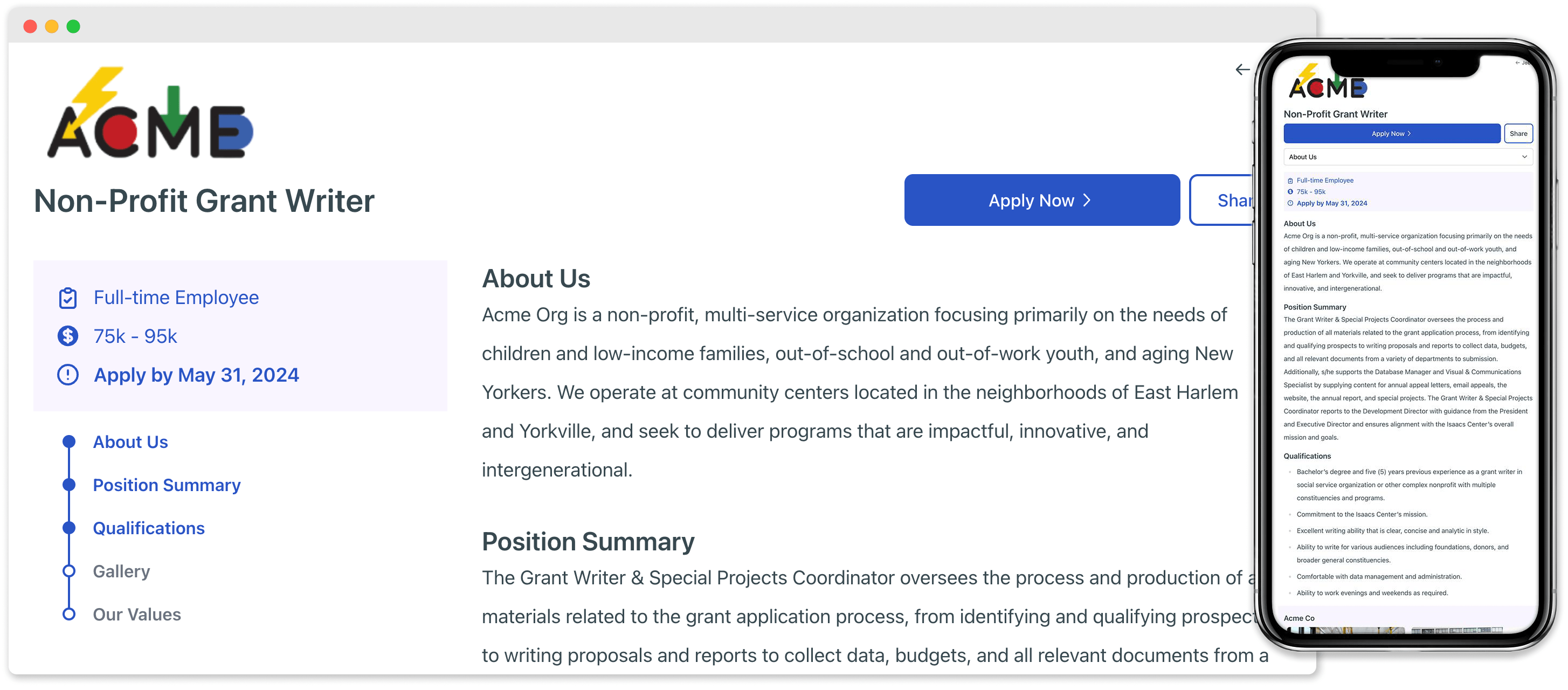 Job Description Template screenshot